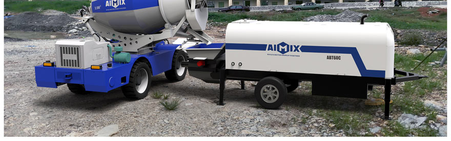 self loading concrete mixer and trailer pump