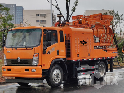 Truck mounted concrete mixer pump