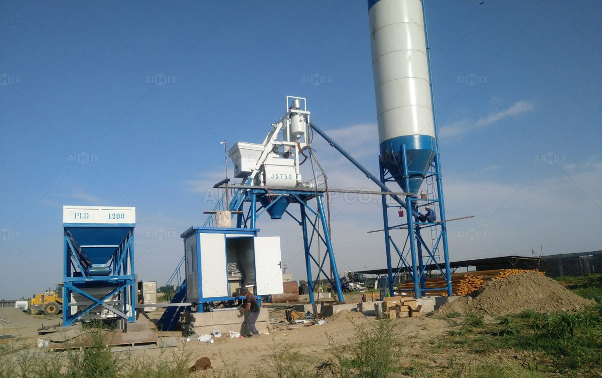 Aimix AJ35 Stationary Concrete Batching Plant Was Installed In Uzbekistan