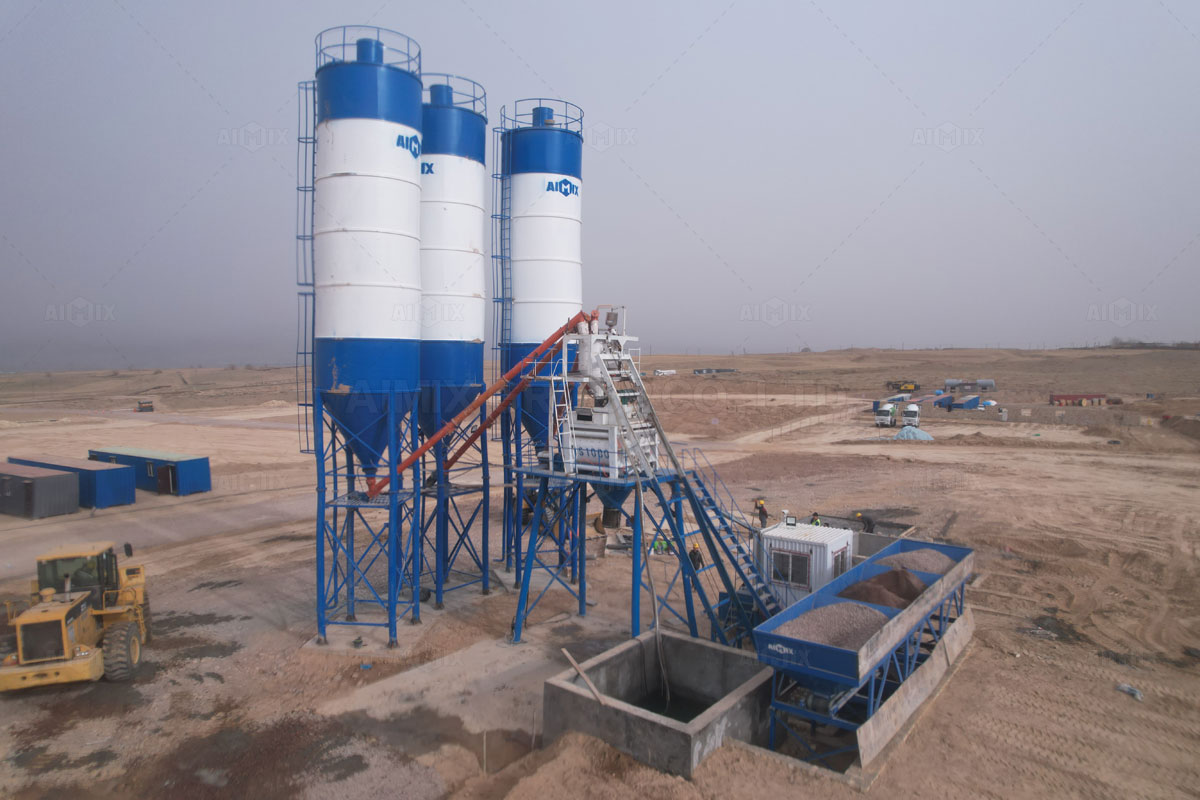 AJ50 Stationary Concrete Batching Plant Was Put Into Production In Uzbekistan