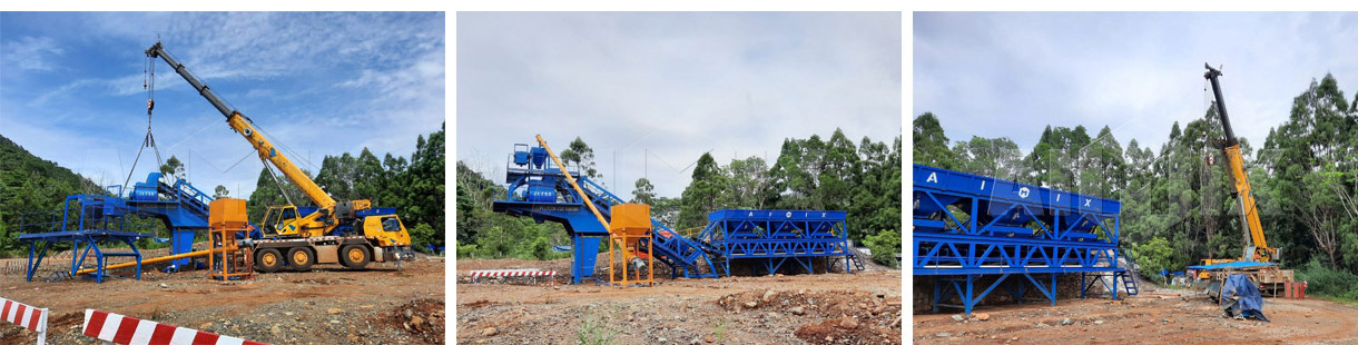 AJY35 Mobile Concrete Batching Plant Was Installed In Indonesia