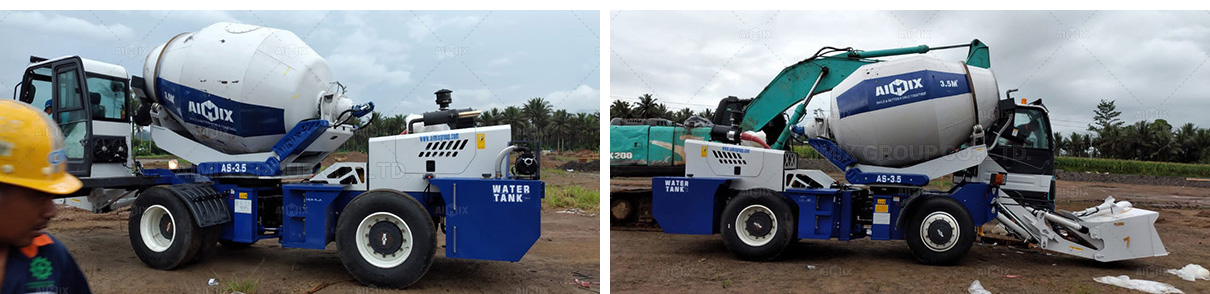 AS3.5 Self Loading Concrete Mixer Is Used For Production Of Precast Panel In Indonesia