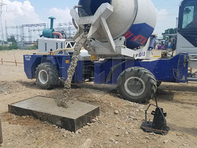 Aimix self loading concrete mixer for foundation project