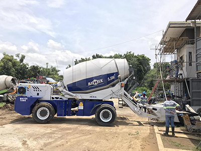 Aimix self loading concrete mixer for house construction project