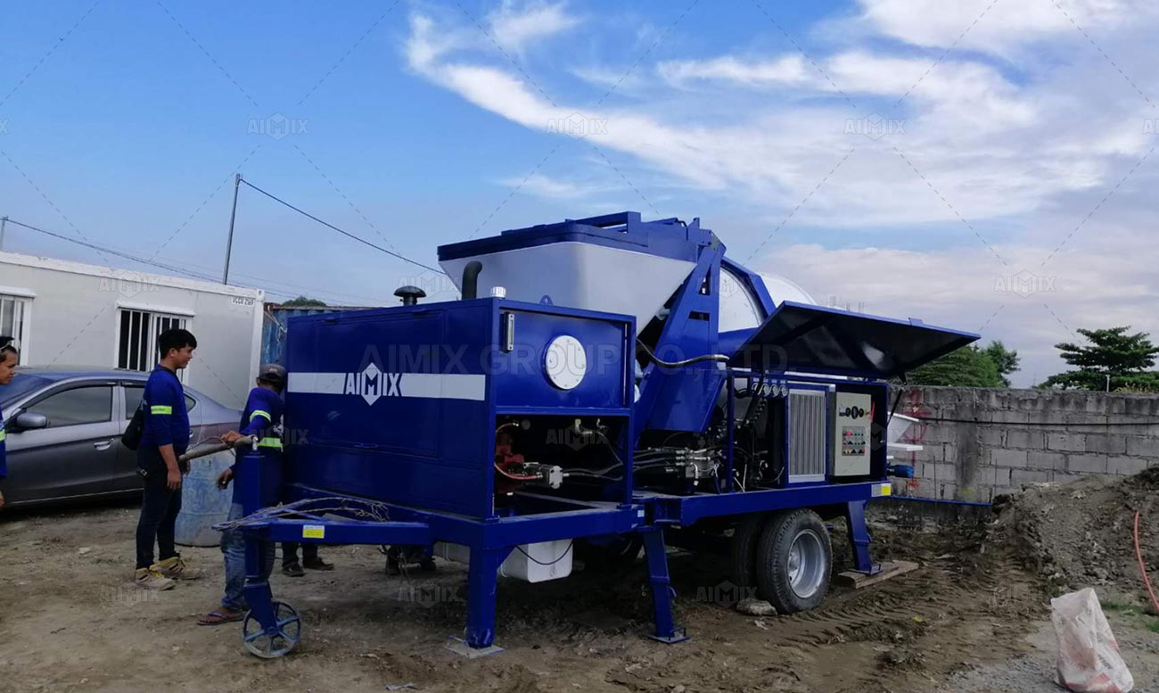 ABJZ40C Concrete Mixer Pump Was Put Into Concrete Production in Manila City Philippines