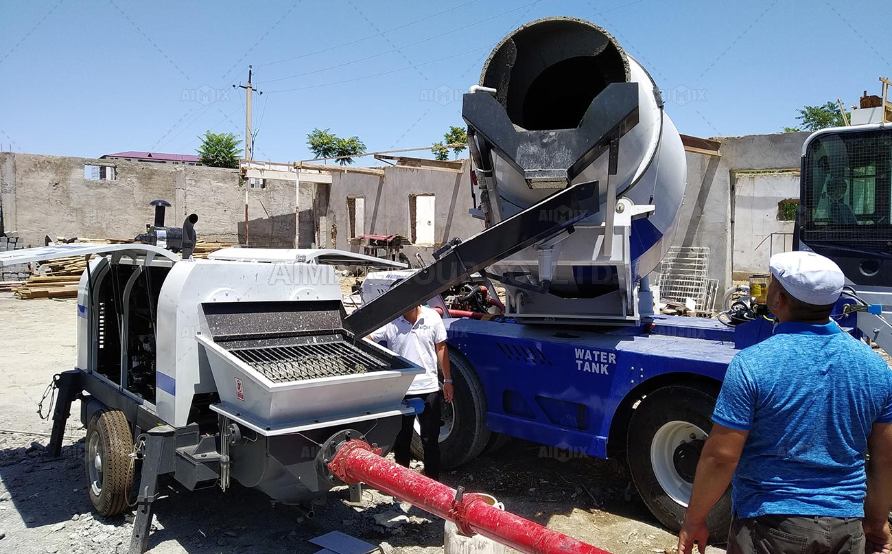 Aimix Concrete Trailer Pump & Self Loading Concrete Mixer In Uzbekistan