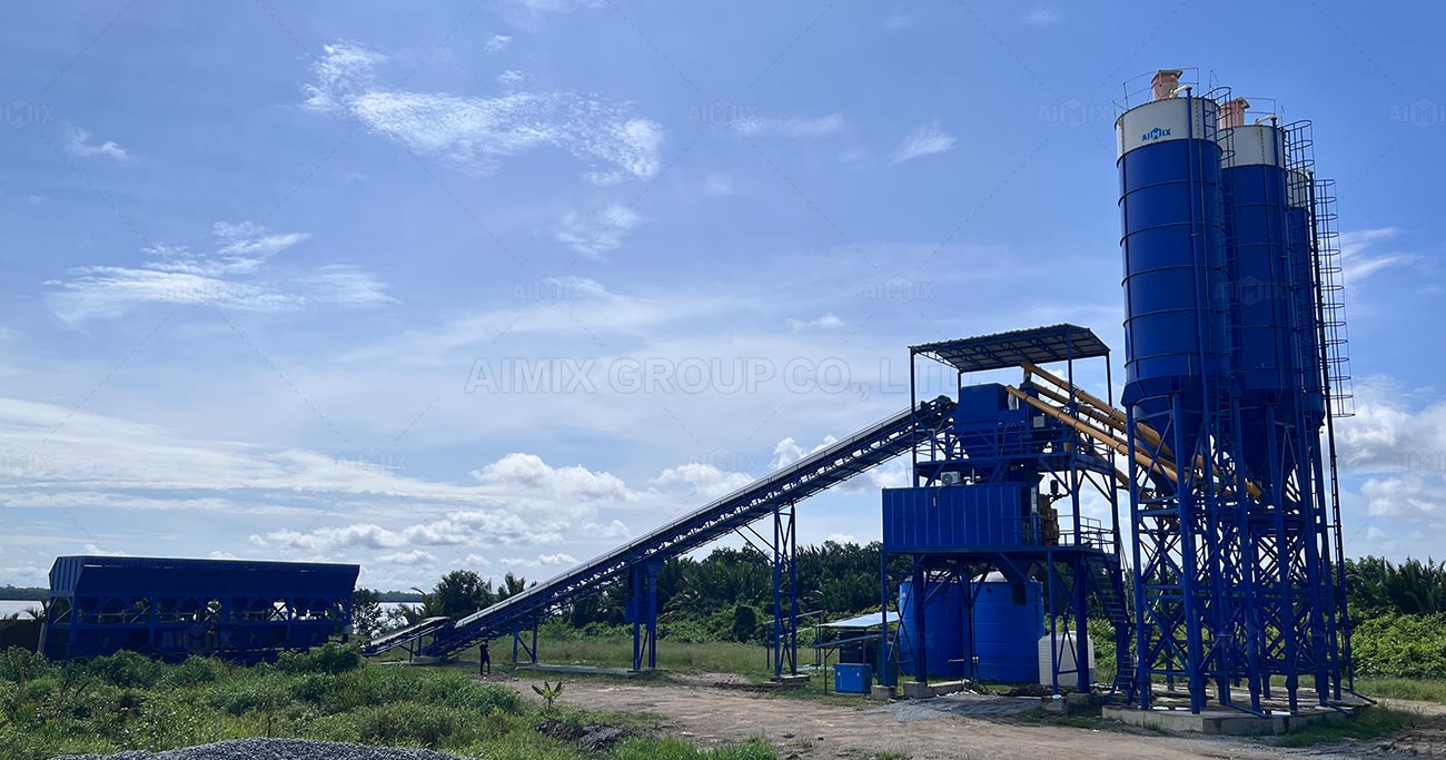 AJ180 stationary concrete batching plant