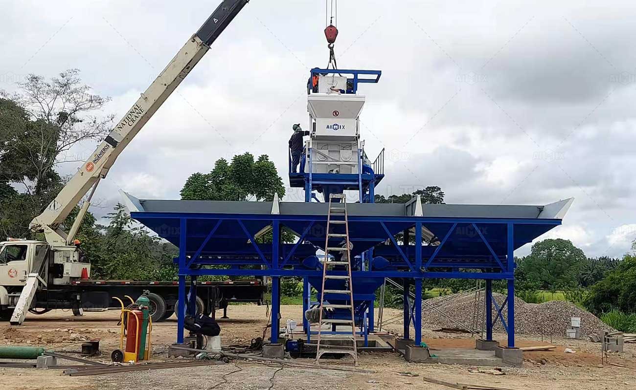 AJ35 stationary concrete batching plant in Honduras