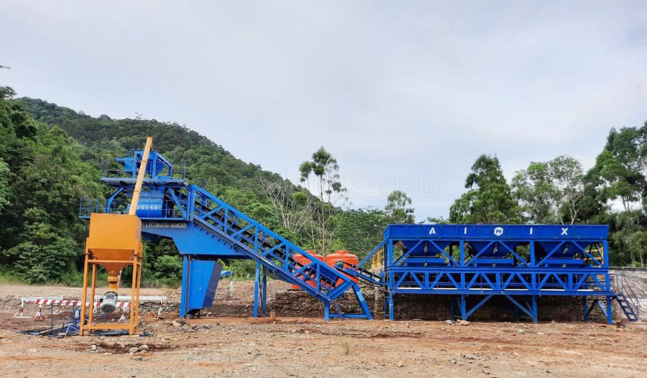 AJY35 Mobile Concrete Batching Plant Was Installed In Indonesia