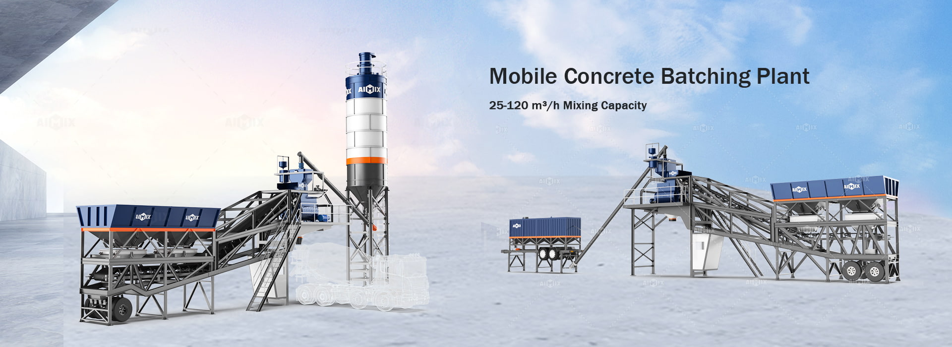 aimix mobile concrete batching plant banner